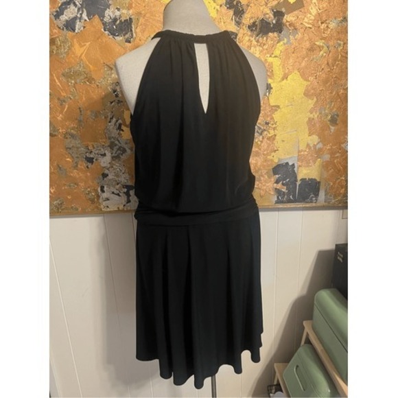 Suzi Chin Maggie Boutique Little Black Dress Sleeveless With Mock Halter Style N - Picture 4 of 6